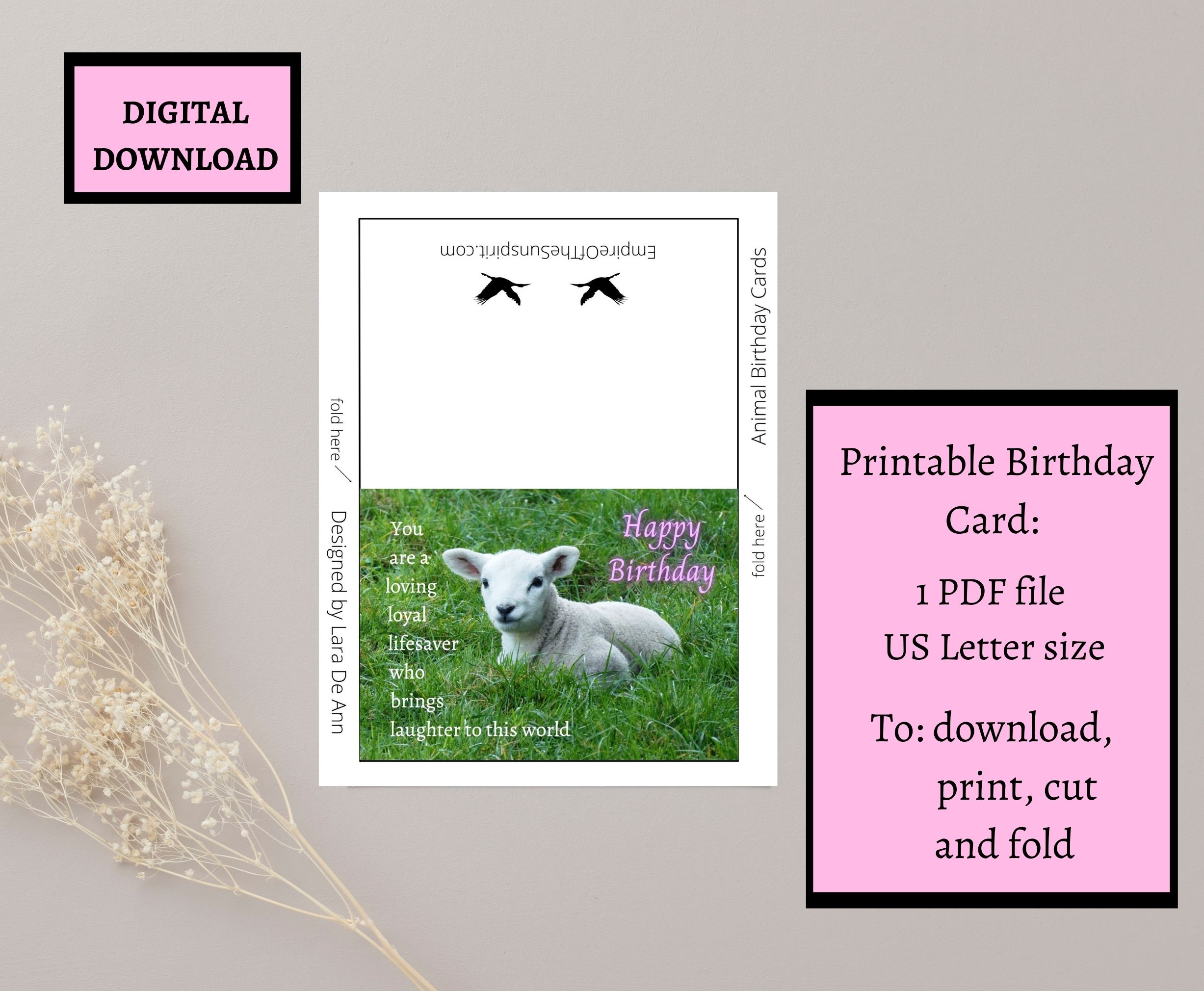 Dogs Birthday Printable Card Digital Birthday Card Animal Birthday