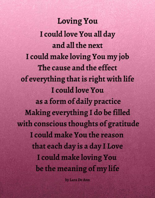 Loving You - black letters on mauve