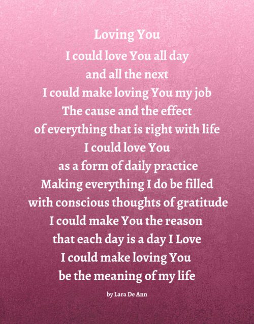 Loving You - white letters on mauve