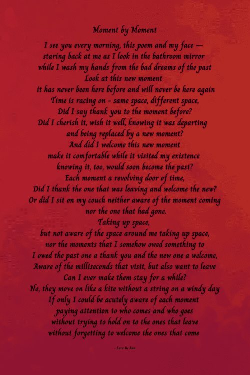 Moment by Moment - black on red