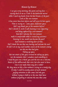 Moment by Moment - white letters on red