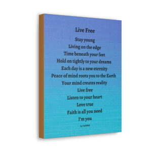 Live Free - canvas - textured blue