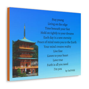 Live Free - pagoda - canvas - gradient blue