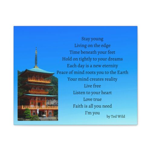 Live Free - pagoda - canvas - gradient blue - Image 2