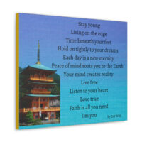 Live Free - pagoda - canvas - textured blue