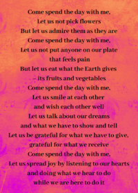 Spend the Day with Me - world peace card - colorful
