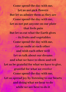 Spend the Day with Me - world peace card - colorful