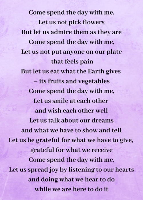 Spend the Day with Me - world peace card - purple